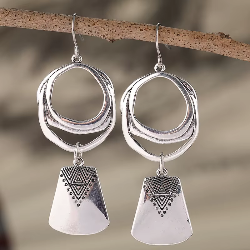 Boucles d'oreilles pendantes à motif géométrique rétro créatif, boucles d'oreilles de Style ethnique