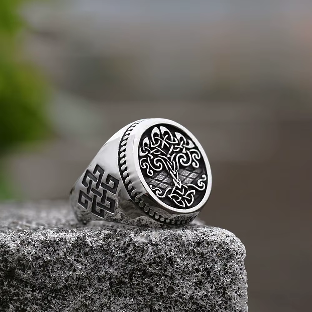 Bague arbre de vie Viking Vintage pour hommes, bague Yggdrasils en acier inoxydable de la mythologie