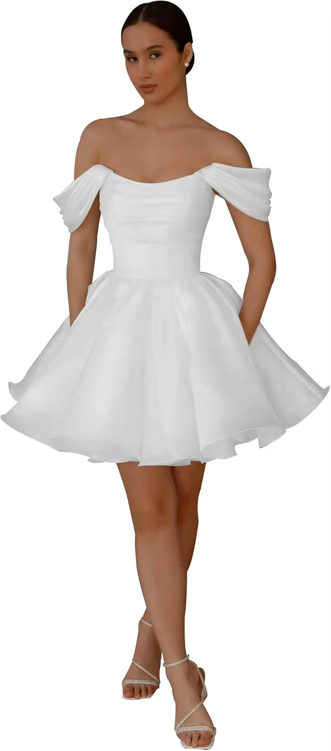 Robes de mariée courtes Corset pour mariée, robes de mariée simples en Satin pour femmes, épaules dé