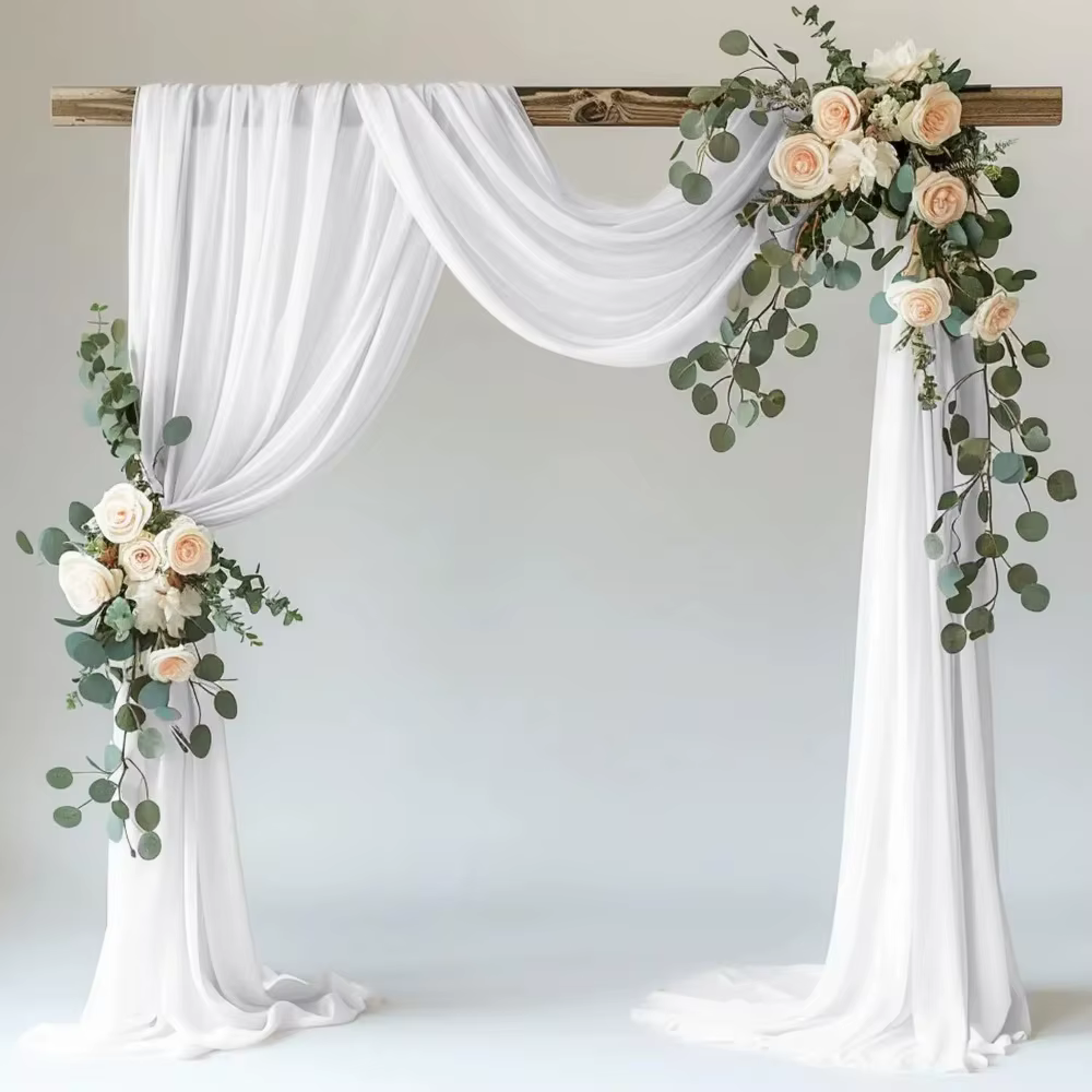 75 cm X 6 M blanc mariage Tulle arc drapé tissu toile de fond 28.7 "X 20FT pure rideaux tissu pour c