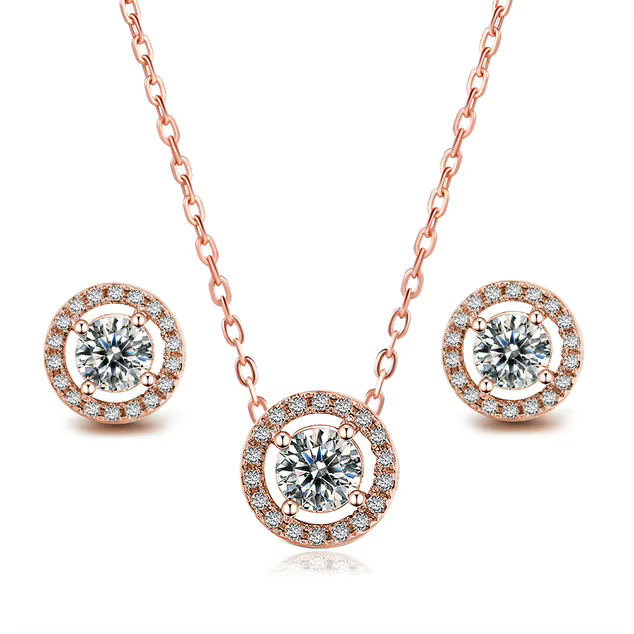 Ensemble de bijoux classiques pour femmes, 2 pièces, rond, Micro mosaïque, zircone cubique, fête de 