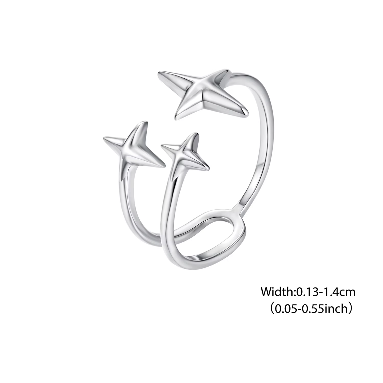 Bamoer Starlight Double couche anneau ouvert réglable trois étoiles anneau Original pour les femmes 