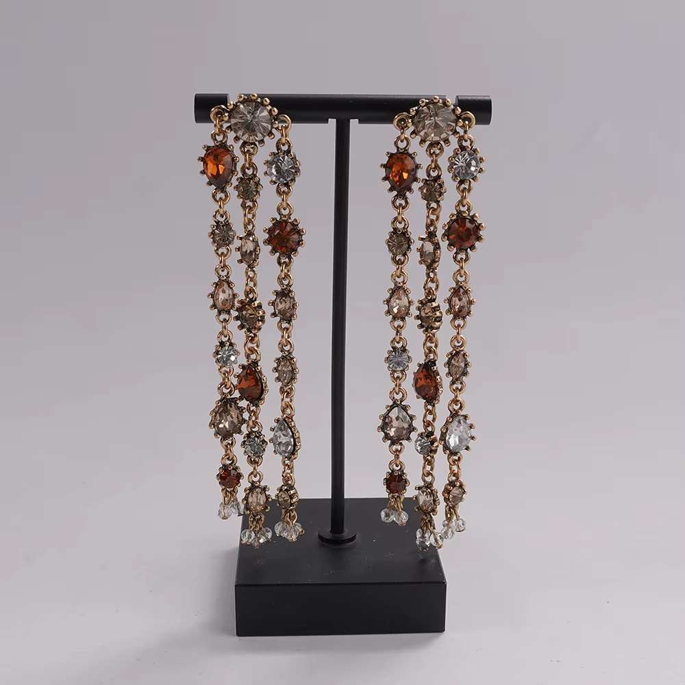 Ensemble de bijoux Vintage à franges multi-pierres (collier + boucles d'oreilles), accessoire de déc