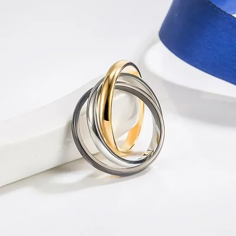 Bague Trinité Classique en Argent Sterling 925 avec Séparation de Couleurs, Bijou de Haute Qualité p