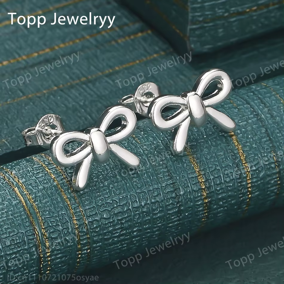 Boucles d'oreilles élégantes en argent Sterling 925, avec nœud exquis, accessoires de bijoux à la mo