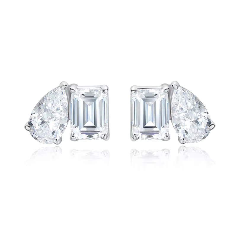 Smyoue 18k plaqué poire coupe Moissanite boucles d'oreilles femmes bijoux de mariage 4 gemmes labora