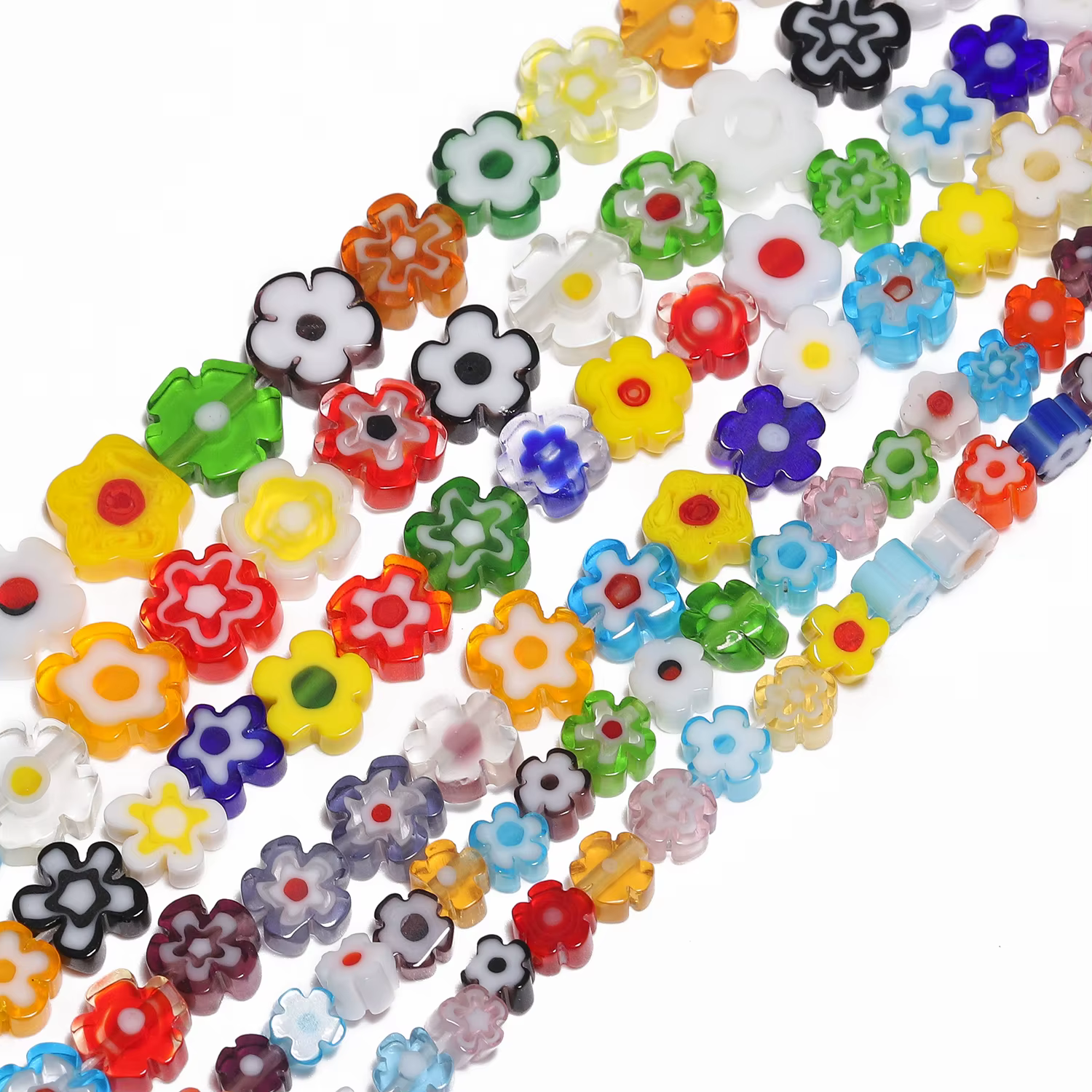 Perles de fleurs de Murano multicolores, 4 6 8mm, pour la fabrication de bijoux, bracelets, colliers