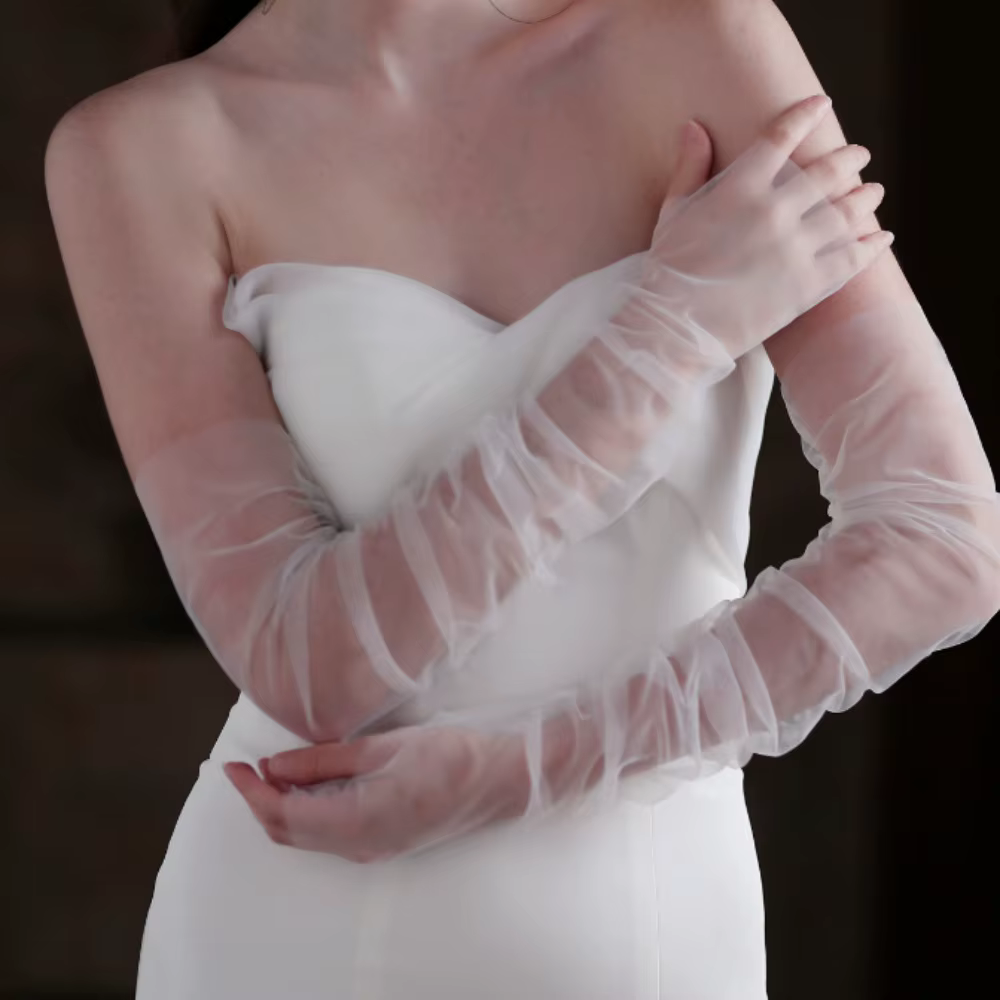 1 paire de manches de robe de mariée en dentelle, manches longues en tulle doux, manches élégantes e