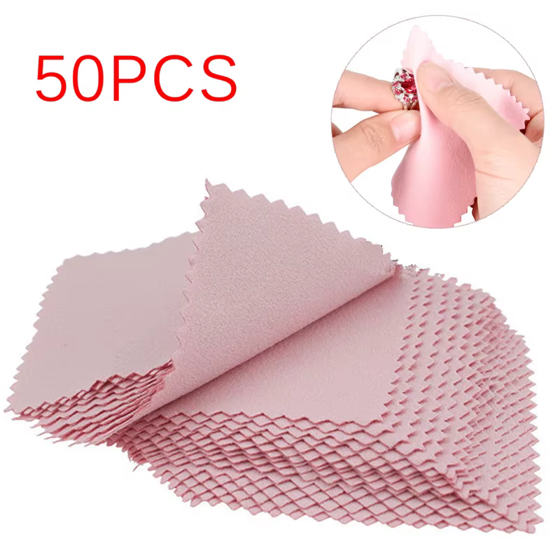 50 pcs/pack 8 cm * 8 cm bijoux polissage couleur rose tissu vernis chiffon de nettoyage soin pour 92