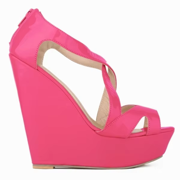 Femmes sandales à talons compensés coloré Sexy Peep Toe boucle sangle plate-forme pompes mode été 14