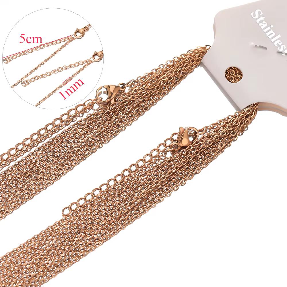 Chaînes à maillons en acier inoxydable 45 + 5cm, 10 pièces, colliers en vrac, bijoux à la mode, chaî