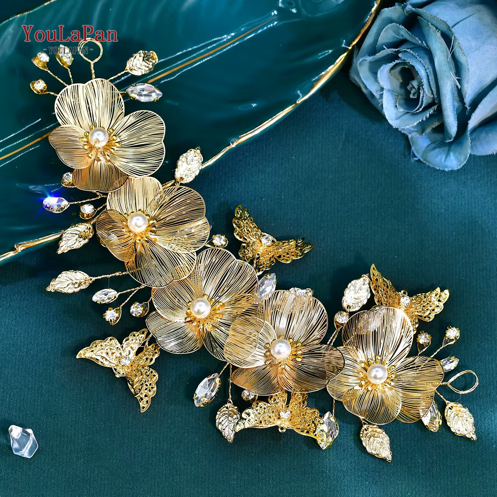 YouLaPan – ceinture de mariage élégante couleur or avec papillons, ceintures à fleurs pour robe de m