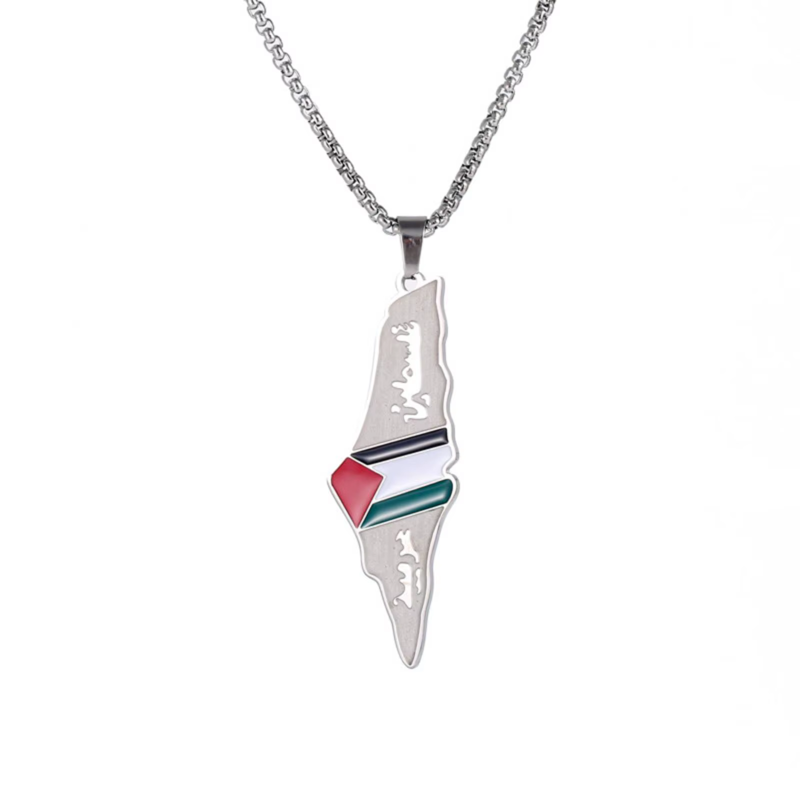 Collier pendentif drapeau palestinien pour femmes et hommes, cadeaux, accessoires de bijoux en acier