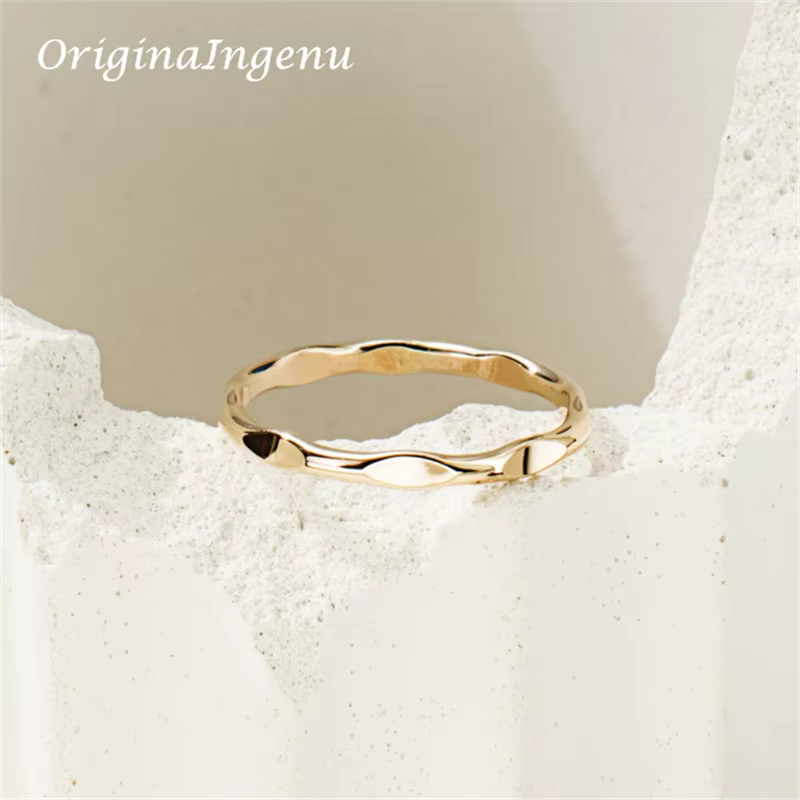 Bague empilable remplie d'or 14 carats pour femme, minimaliste faite à la main, bijoux délicats, éta