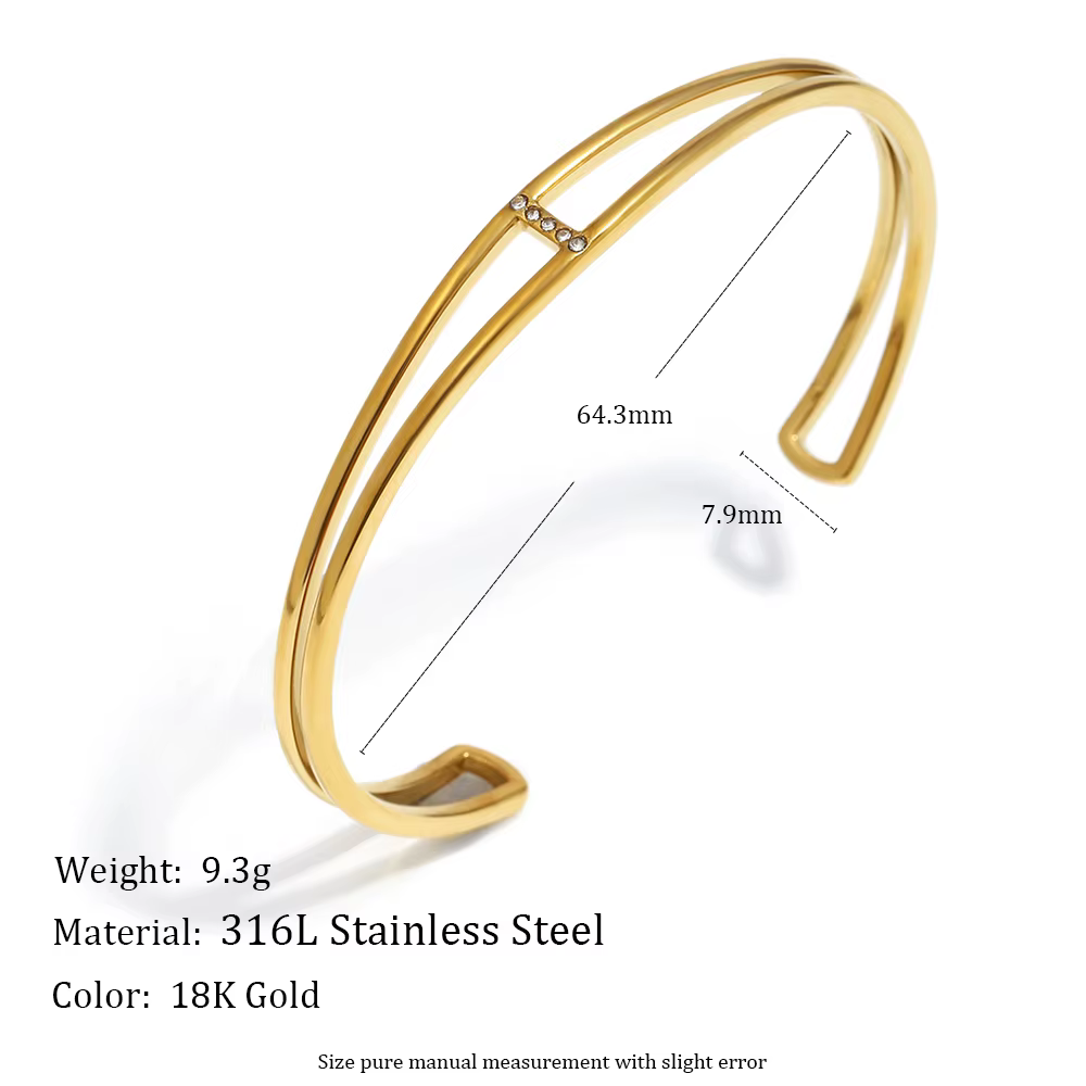 E.B.belle – Bracelet ajouré minimaliste et créatif en acier inoxydable, avec Zircon, Style doux, pla
