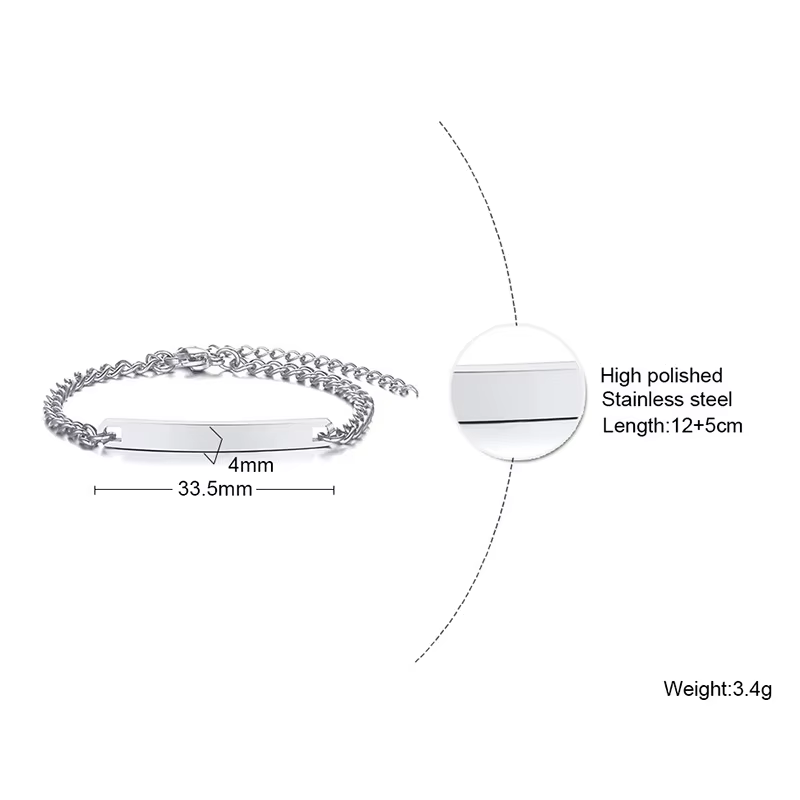 Bracelet personnalisé en acier inoxydable pour nouveau-né, bijoux personnalisés, nom personnalisé, I