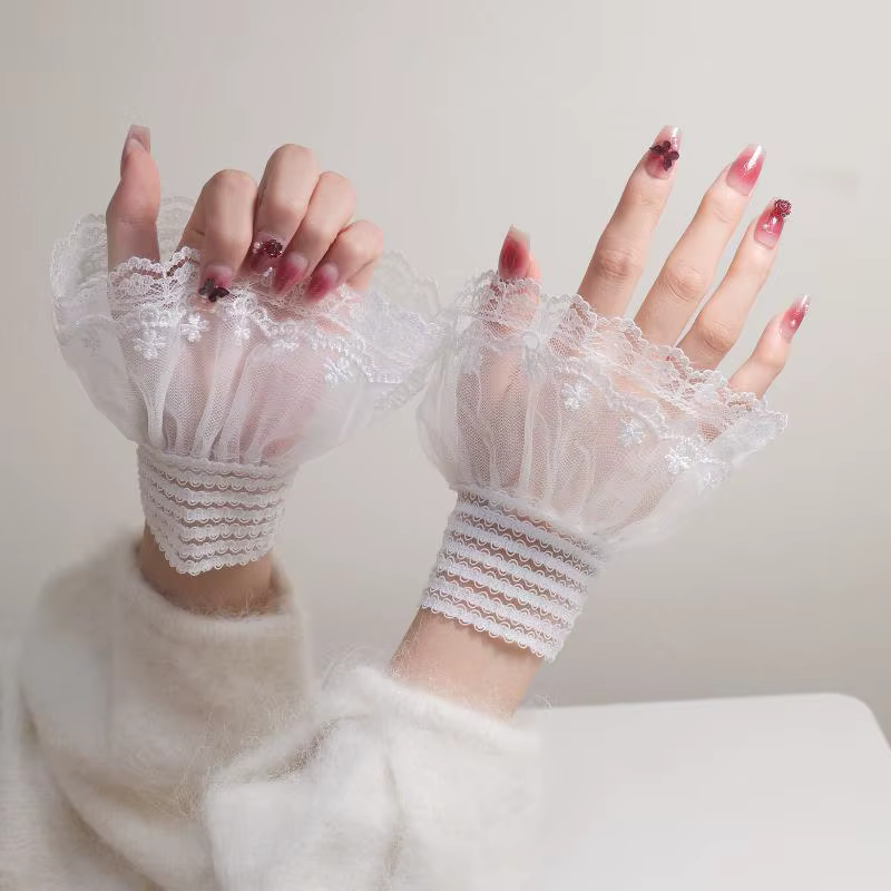 Équipement Photo pour ongles, faux poignet en dentelle de perles courtes, faux poignet décoratif de 