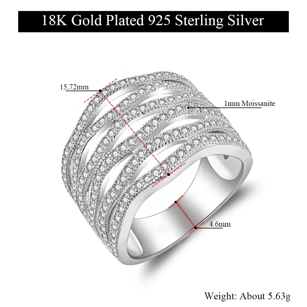 Bague en argent 925 Moissanite pour femme, matiques de fiançailles creuses, bague demi-éternité avec