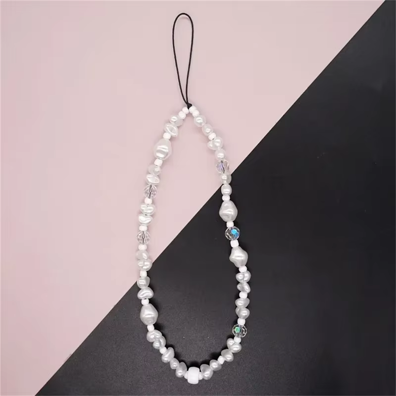 Perle amour coeur court main poignet lanière simplicité courte sangle de téléphone pour téléphone po