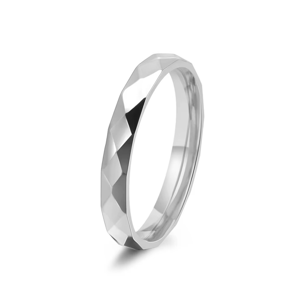 Bague délicate coréenne pour femme, plaquée or 18 carats, en acier inoxydable, avec bande taillée en