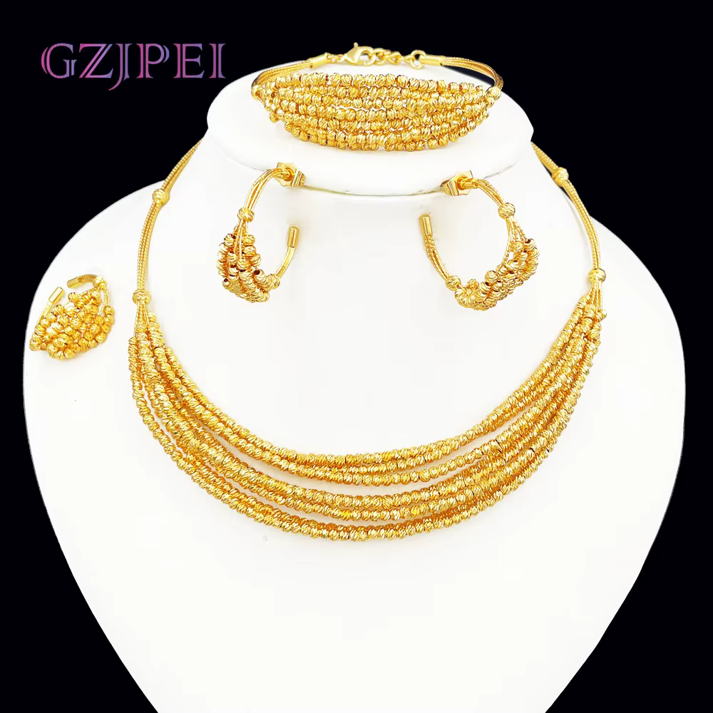 GZJPEI – ensemble de bijoux de mariage brésiliens plaqués or, exquis, collier de perles en cuivre de