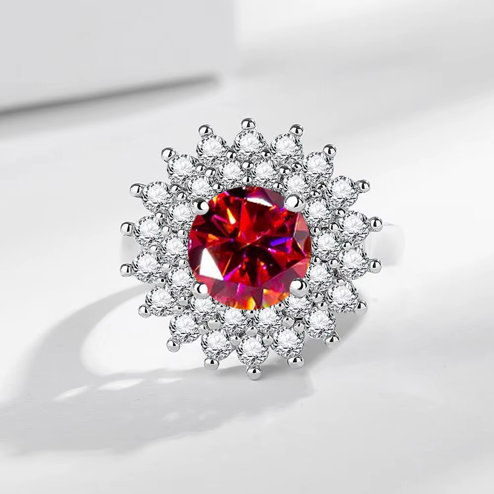 Bague en argent sterling 925, bague en zircone de deux carats, plusieurs couleurs au choix, bague ou
