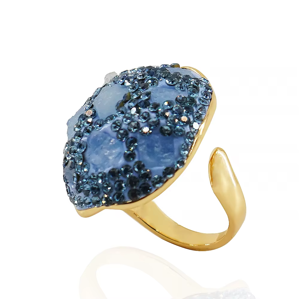 Bague ouverte aigue-marine irrégulière avec Micro incrustation pour femmes et filles, bijoux luxueux
