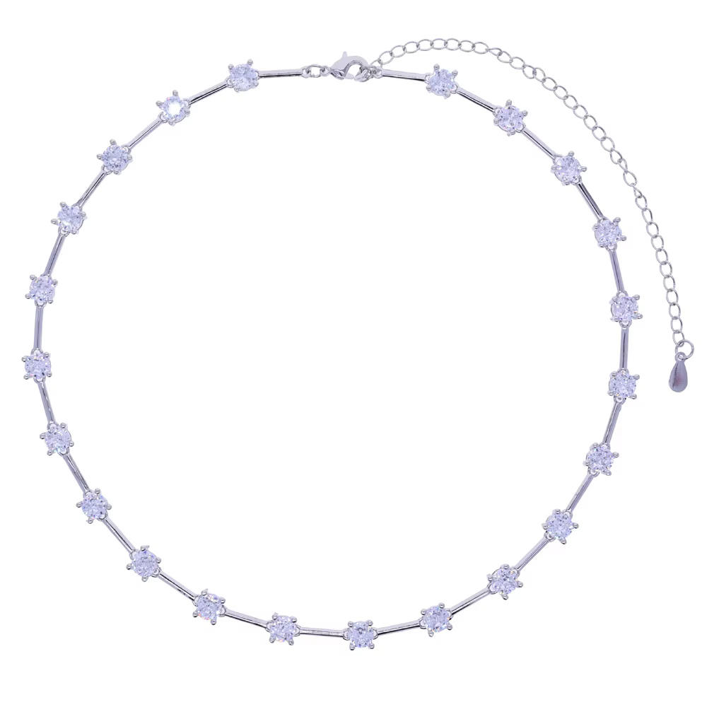 Nouveau Design de mode géométrie Bling ovale CZ collier ras du cou Lariat longue barre larme Y forme