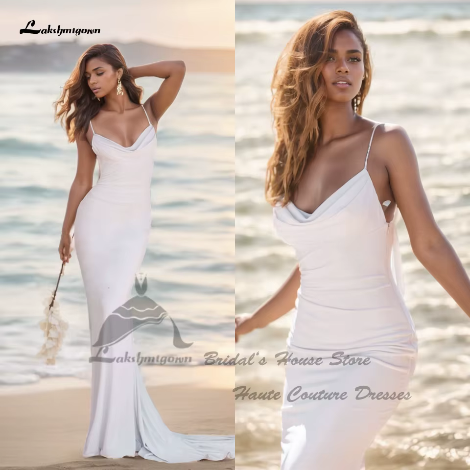 Yanshmigown-Robes de mariée sexy pour femmes, robes de mariée de plage dos nu, patients sirène en pa