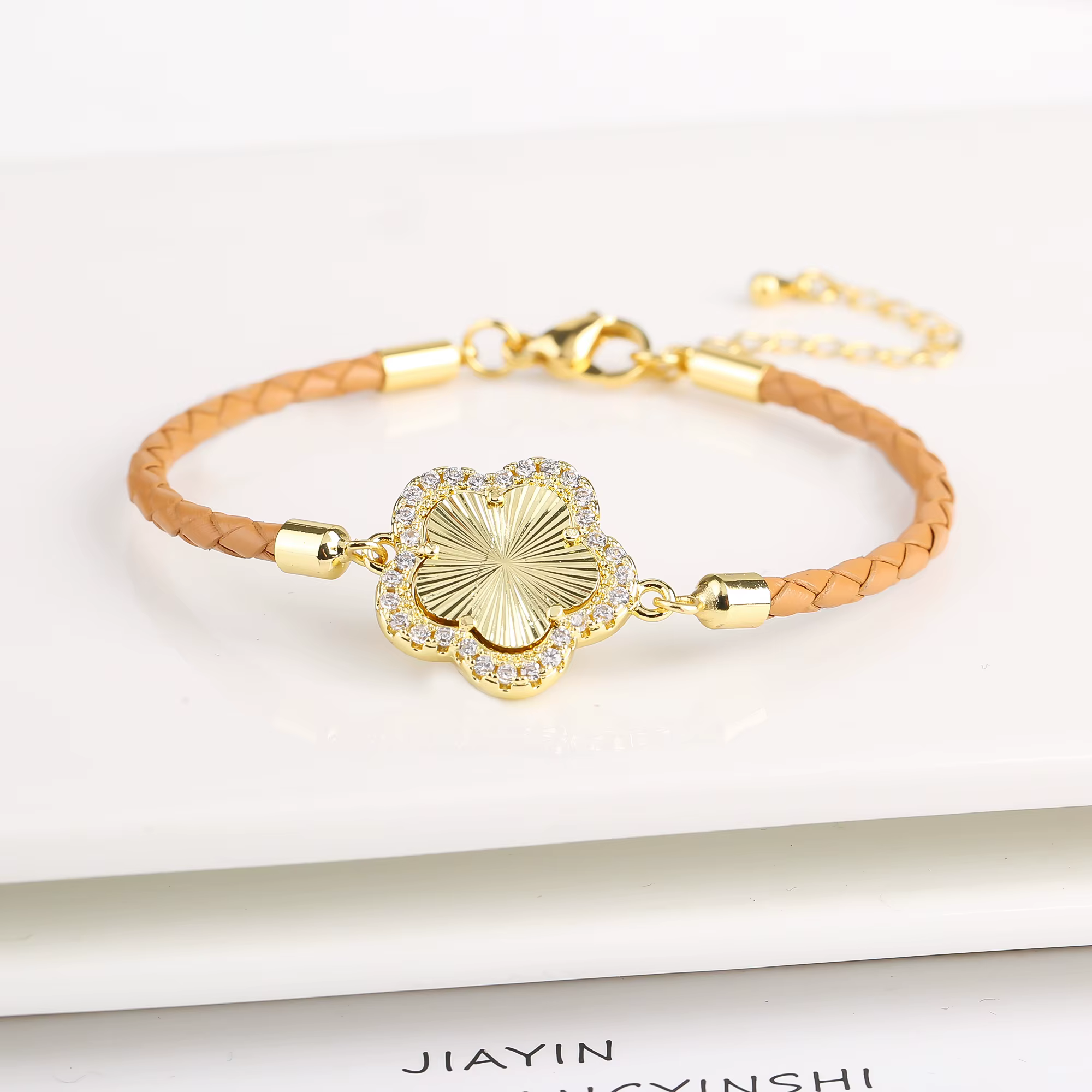 INS-Bracelet réglable en cuir de fleur de cinq cuir chevelu pour femme, pierre classique PlumBR, bri