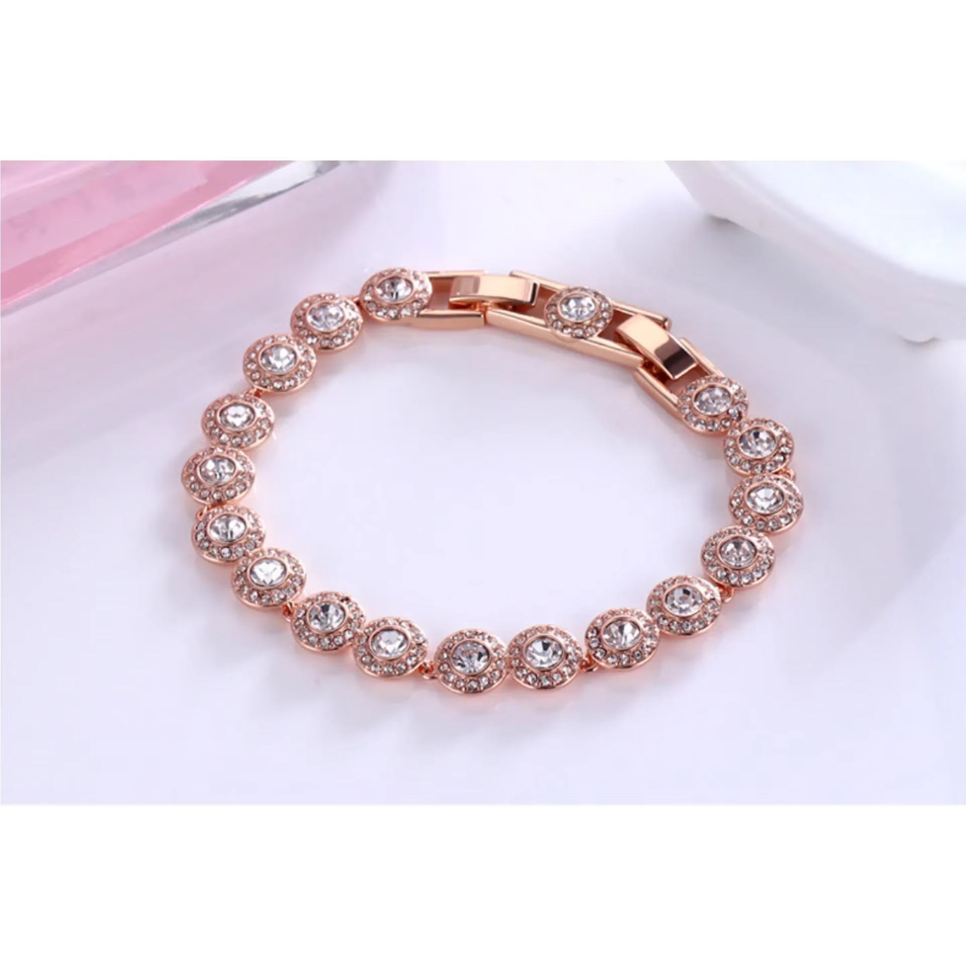 Ensemble de bijoux ronds en cristal, goutte d'eau, haute, à la mode, éblouissant, Bracelet, boucle d