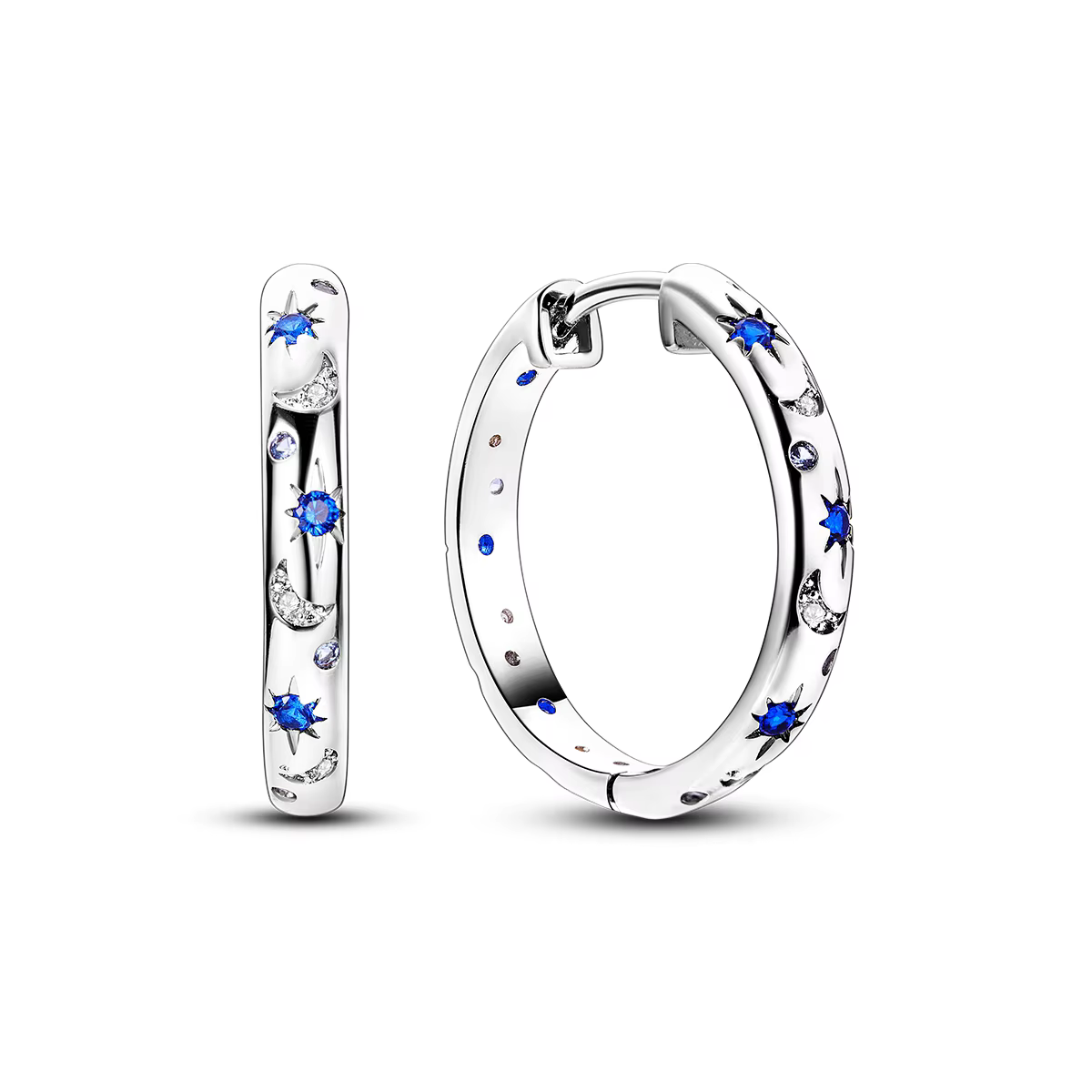 Boucles d'oreilles en argent sterling 925 originales, motif étoile céleste et lune, avec pierre bleu