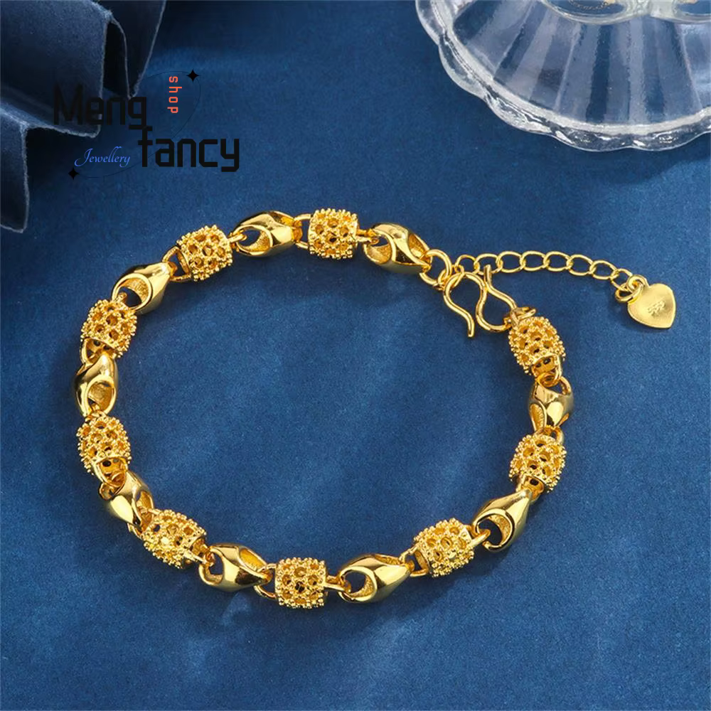 Bracelet délicat ajouré en or sable vietnamien 24K, breloques de luxe à la mode, ensembles de bijoux