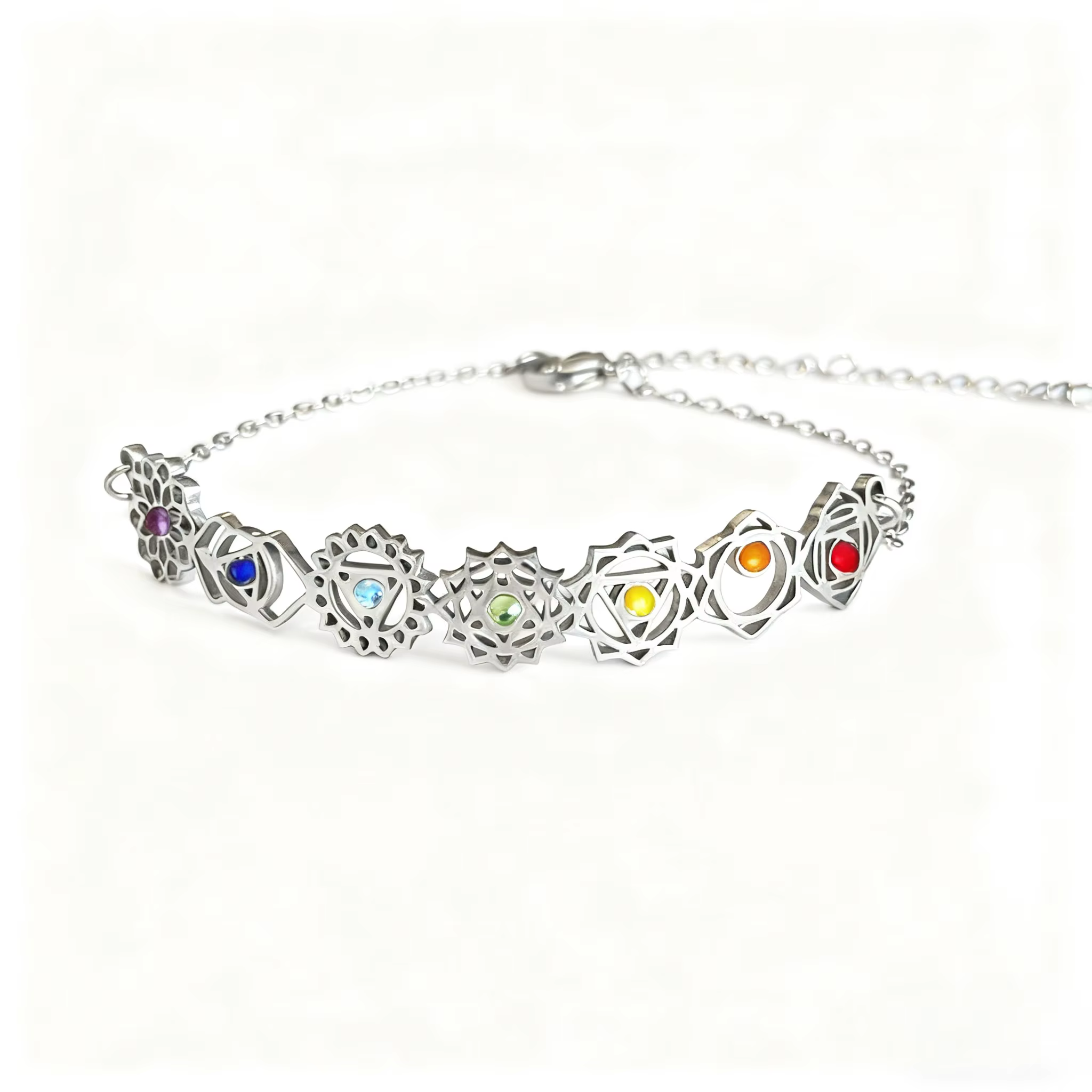 Bracelet 7 chakras plaqué or, avec zircon coloré, énergie spirituelle, bijoux de yoga, mode Boho, ch