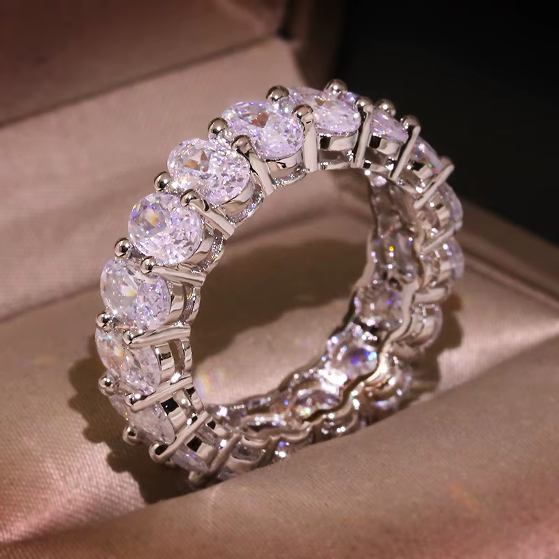 Bague de luxe en pierre de cristal blanc pour femme, or Rose, argent, bague de mariage en argent 925