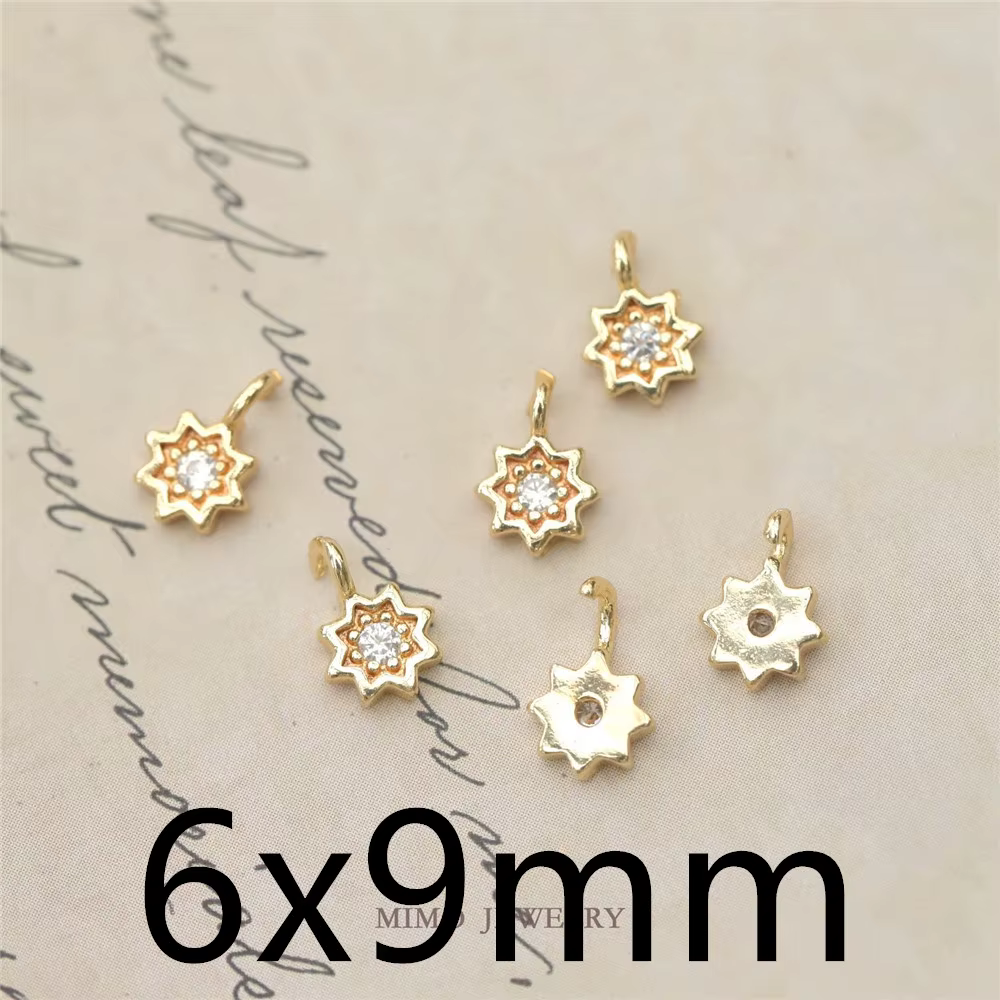 Pendentif Fleur Dorée en Cuivre Plaqué Or 14K pour Bague Simple, Accessoire Artisanal DIY
