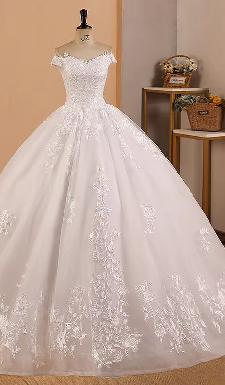 Robe De mariée en dentelle, épaules dénudées, robes De mariée princesse, sans manches, Robe De bal, 