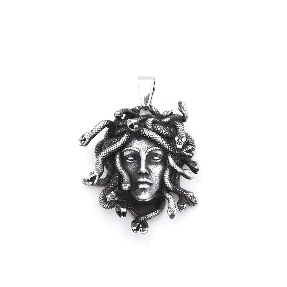 Collier gothique classique avec pendentif Medusa pour hommes et femmes, en acier inoxydable, Vintage