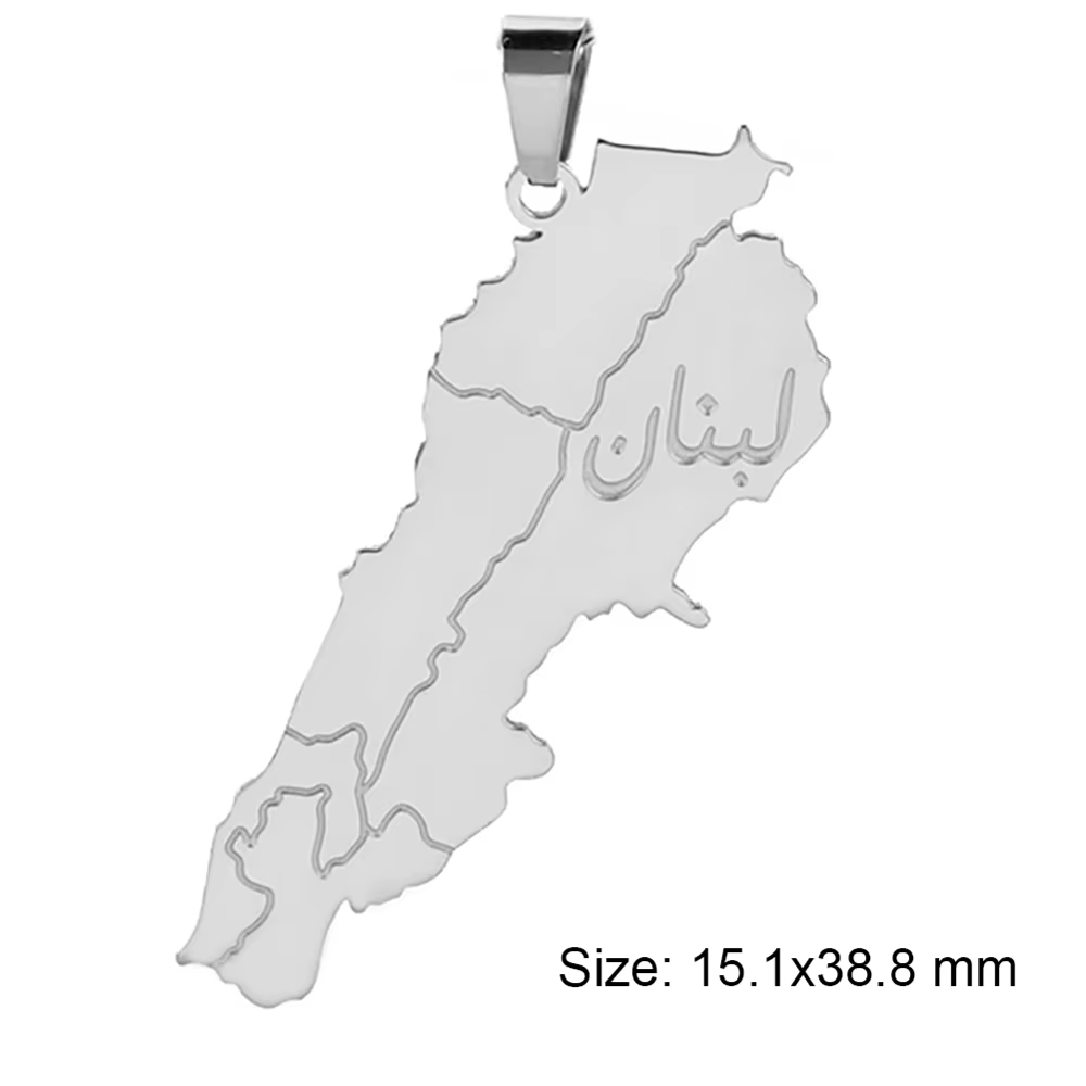 EUEAVAN – pendentif carte du Liban, 1 pièce, breloque en acier inoxydable, contour de l'état libanai