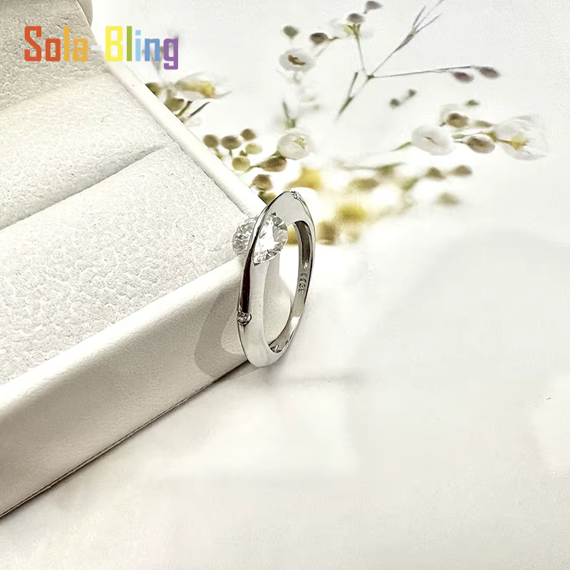Sola-Bling 100% Pass diamant testeur Moissanite bague 925 bagues en argent Sterling pour les femmes