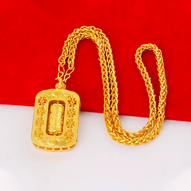 Collier pour homme en or véritable 24 carats, pendentif Guan Gong Guanyin, accessoires de mode impos