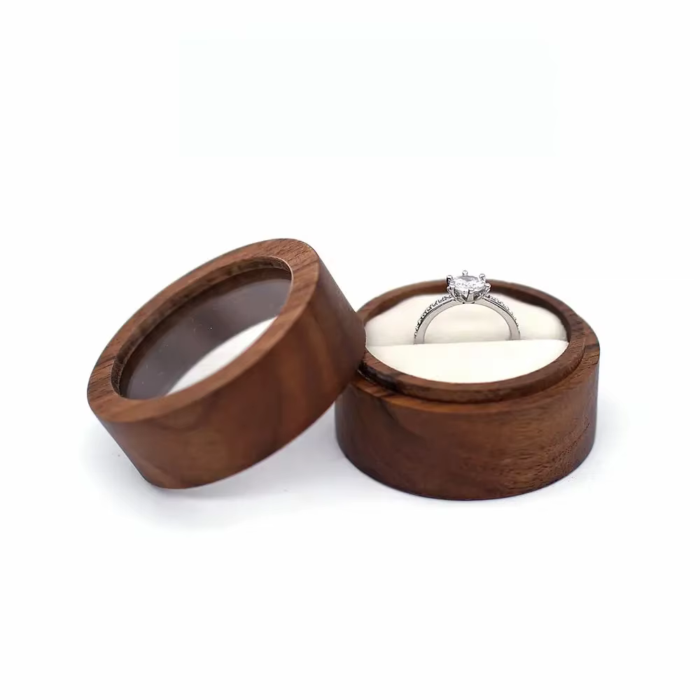 Boîte à bijoux ronde pour proposition, boucles d'oreilles, cérémonie de fiançailles, boîte à matique