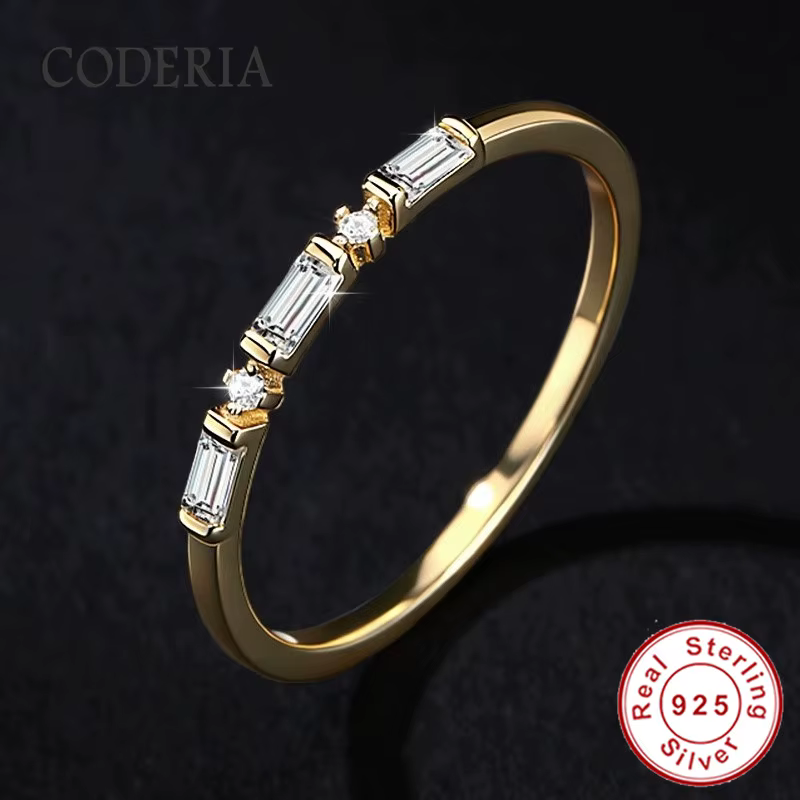 Nouvelle bague en moissanite taille émeraude 2026, plaquée or 18 carats, couleur D, diamant de labor