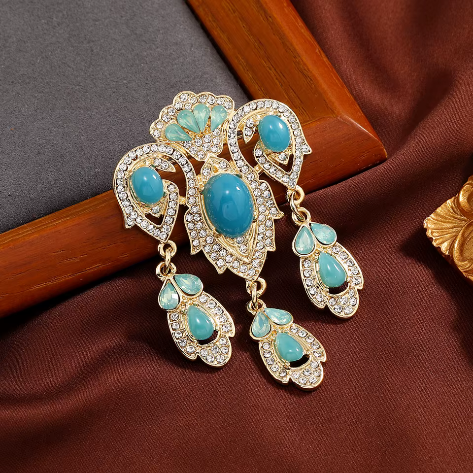 Broche de luxe en strass, bijoux antiques, Vintage, Baroque, perle, palais, cristal, gland, épingle,