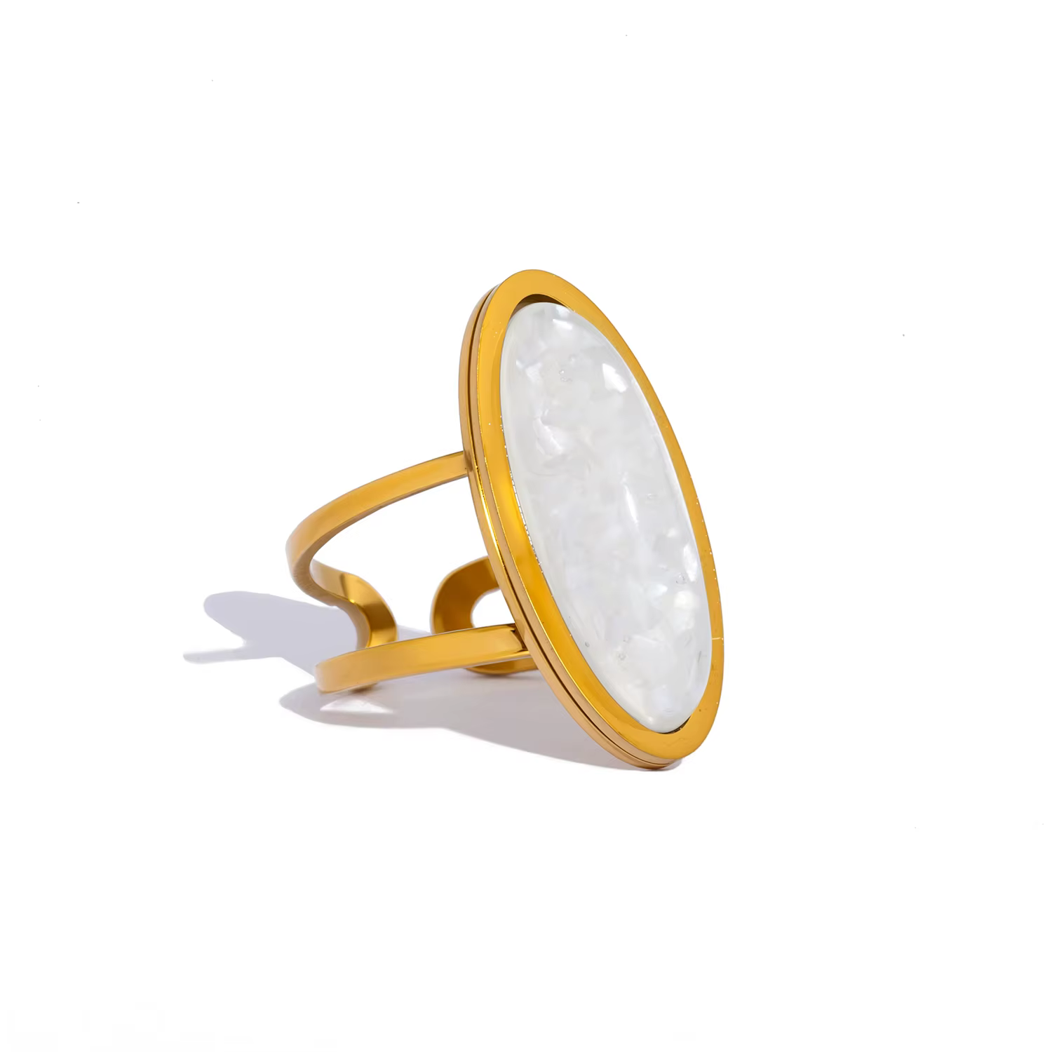 Bague ovale géométrique pour femmes, Hip Hop en acier inoxydable plaqué or, cadeau de bijoux tendanc