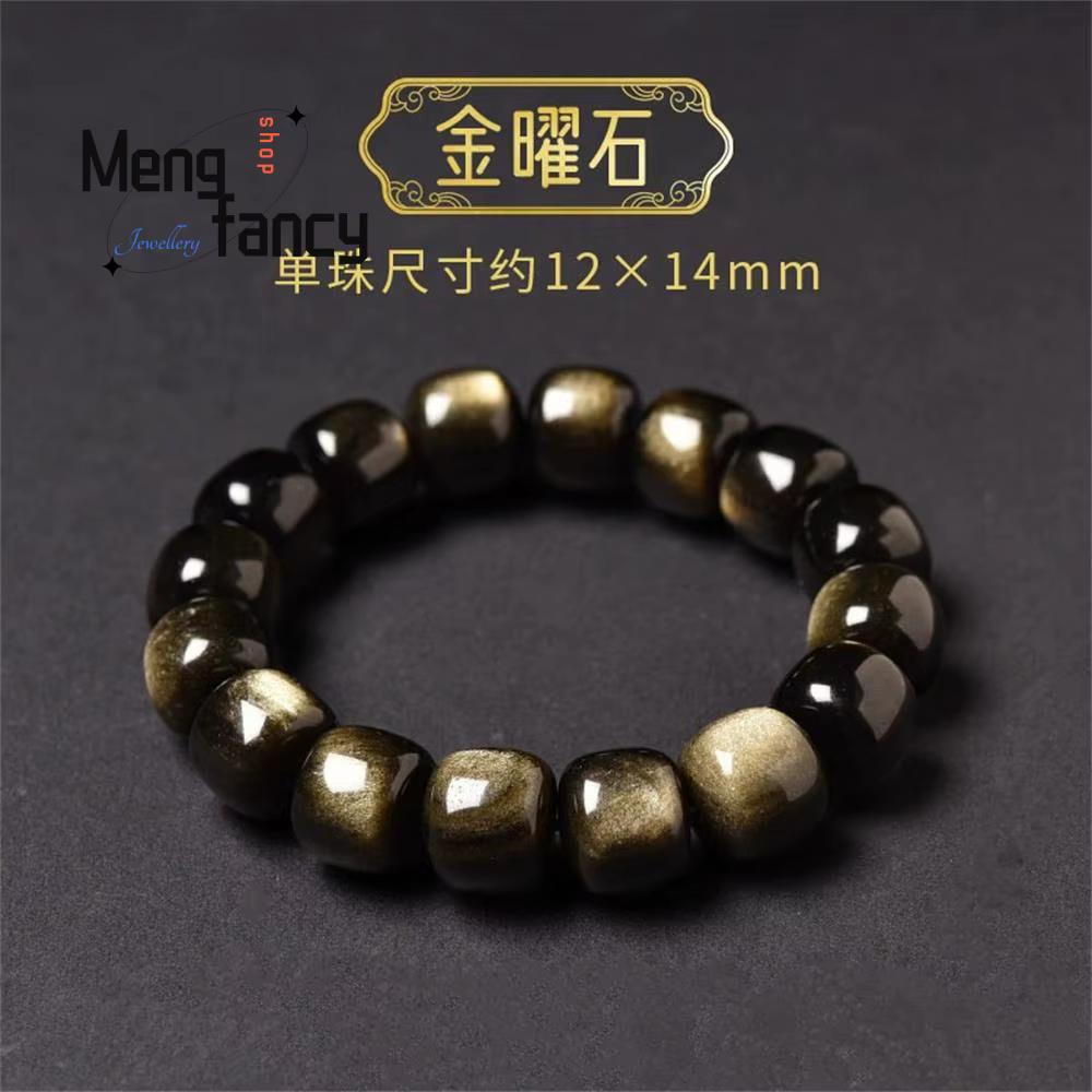 Bracelet de couple en obsidienne dorée et argentée de haute qualité, style ancien, perles exquises, 