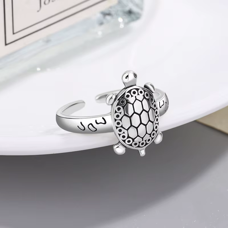 Nouveauté élégant tortue Animal Design Thai argent femme anneaux Promotion bijoux pour femmes cadeau