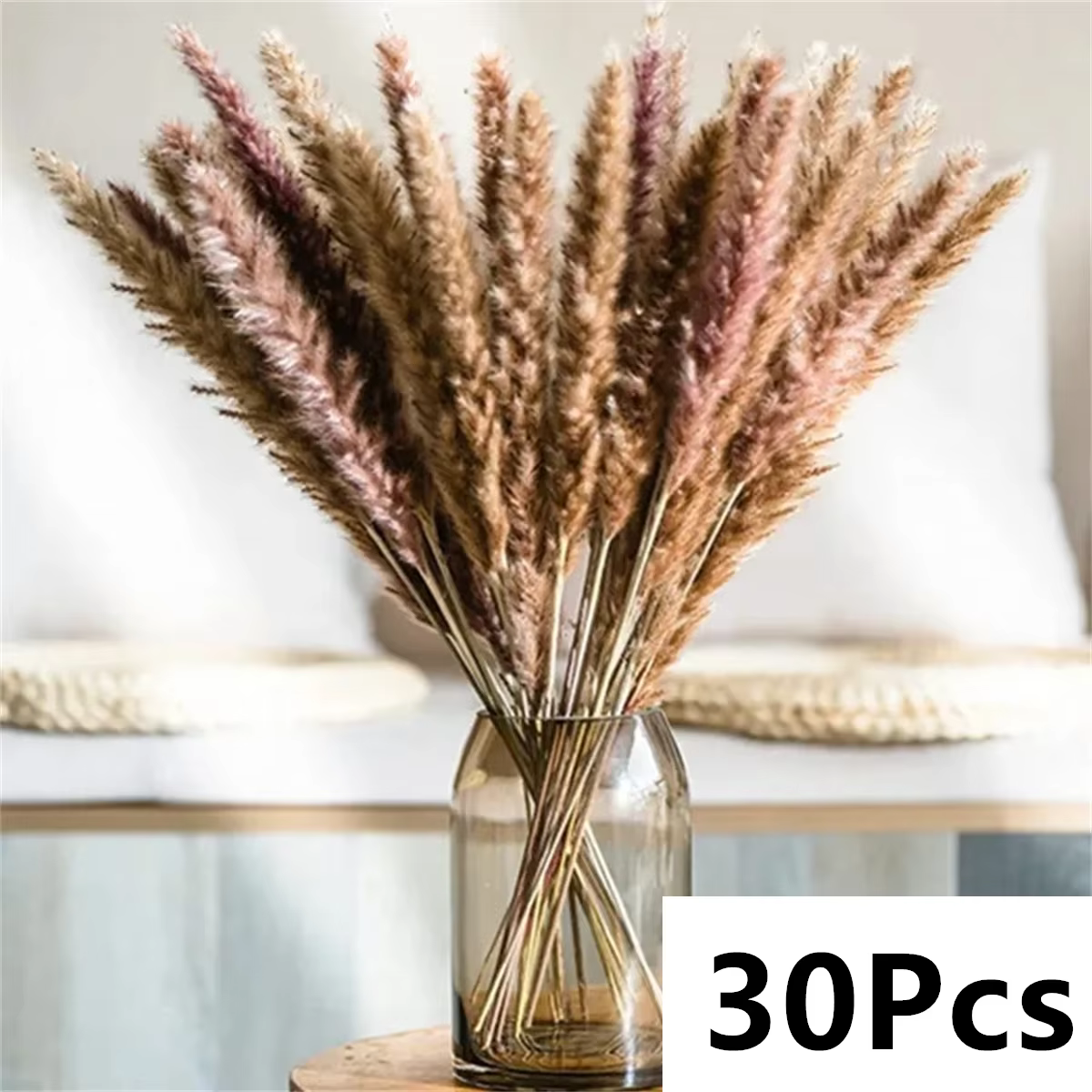 Bouquet de fleurs séchées de Pampas naturelles, Vase de décoration pour la maison, roseau moelleux, 