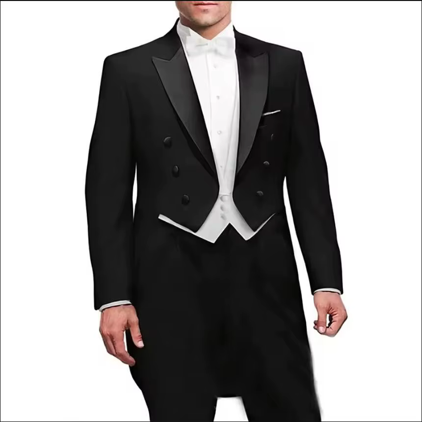 Latest Italian Tailcoat Design Men Suits Wedding Prom Sets (Jacket+Pants+Vest) Elegant Terno Male Su