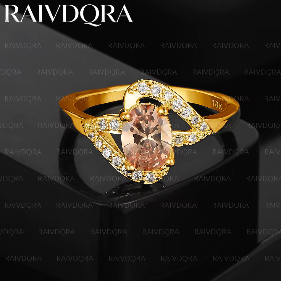 Bague de mariage en Zircon Orange plaqué or 18 carats pour femmes, bijoux à la mode, accessoires de 